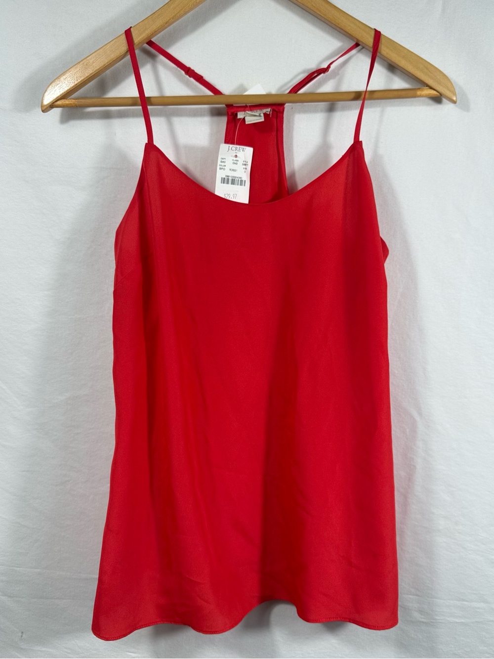 J. Crew Bright Red Silk Spaghetti-Strap Camisole